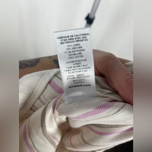 Trina Turk White Monument Pink and Brown Striped Pants Size 14 NWT - Picture 13 of 13